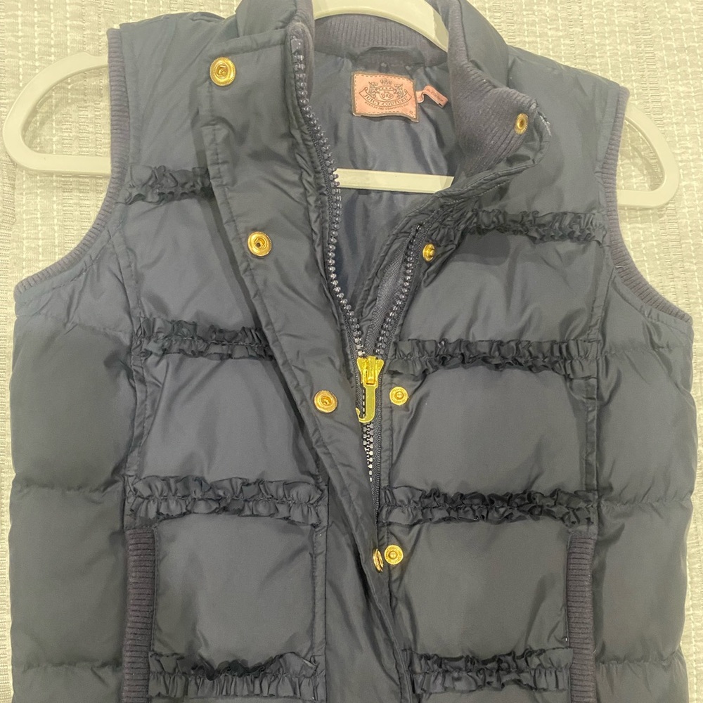 Juicy Couture Dark Blue Quilted Vest with Gold Accents